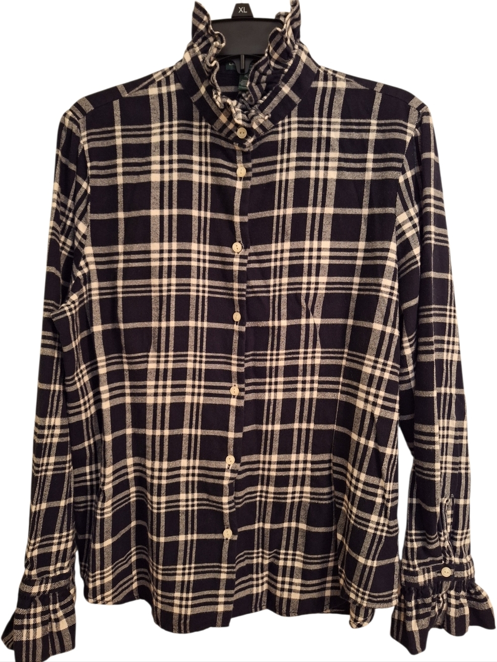 Lauren Jeans Co. Ralph Lauren Black & White Plaid Button Shirt - XL